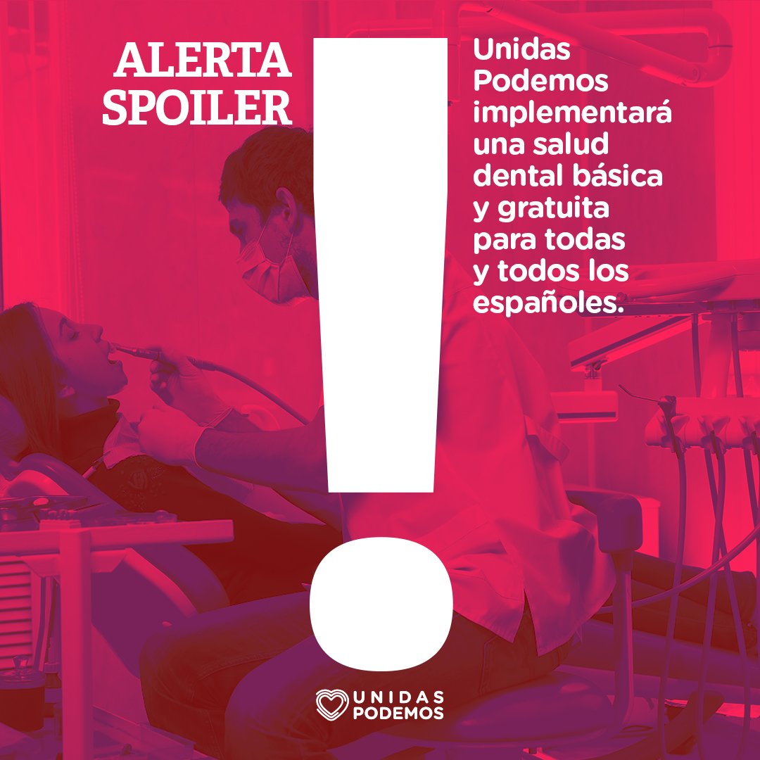 podemosalbacete's tweet image. #AlertaSpoiler
Cuando gobierne #UnidasPodemos no se volverán a repetir estafas como la de #iDental, que afecta a miles de personas en España, porque la salud dental básica estará cubierta.
#LaHistoriaLaEscribesTú💜❤️💚