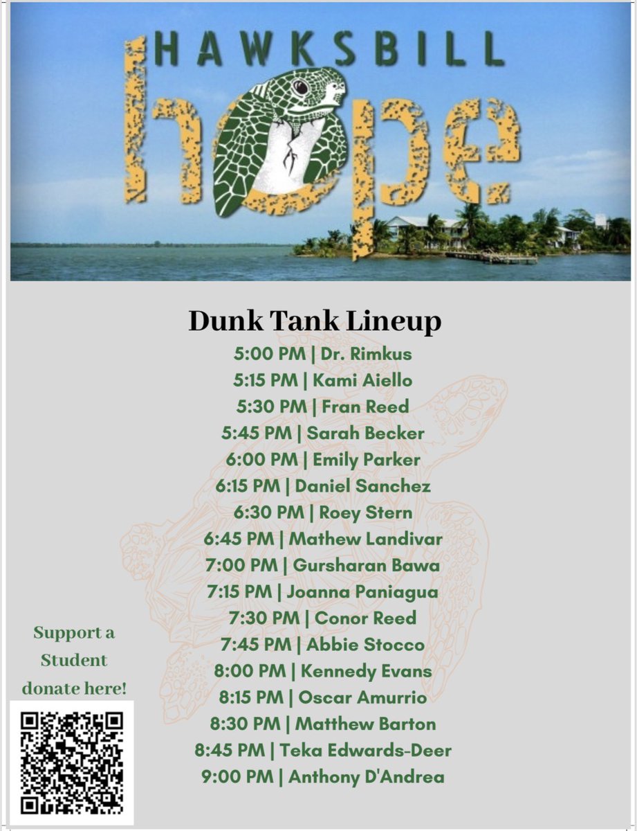 MU_SaintsFest's tweet photo. Dunk Tank proceeds go to Hawksbill Hope!  With just $1 for three throws, you can dunk your favorite faculty, staff, friend!
Don’t miss this chance because you were stuck in line filling out your waiver, RSVP now on OrgSync!
Link in bio. 
#musaintsfest2019 
#marymountuniversity https://t.co/hmd2N9iiWt