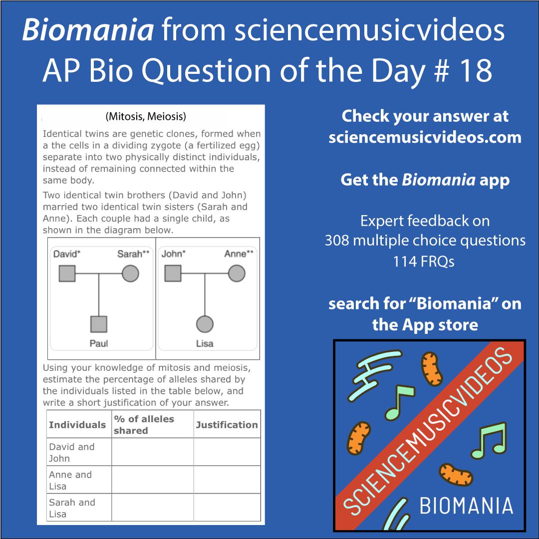 AP Biology Question of the Day #18. Please share with anyone connected to anyone who’s taking AP Bio, or teaching it. Get the answer at: tinyurl.com/y3kxwatj
Buy the Biomania AP Bio Test Prep App: tinyurl.com/y2kllqg7