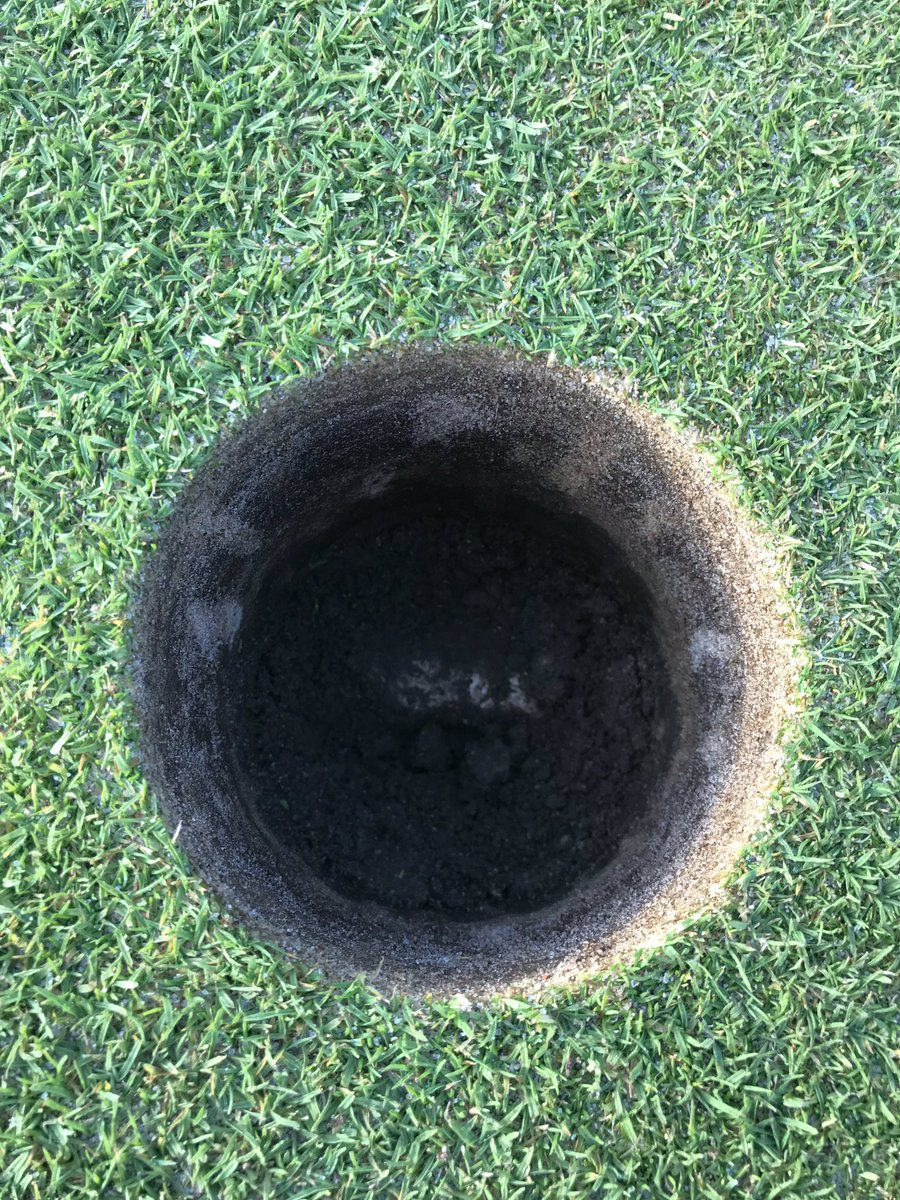 TheSodfather13's tweet photo. Happy Easter! I appreciate Jesus rolling away the stone and all, but did he have to bury it in our 18th green? (This was my version of a cross on the 1st hole when I work on Sunday’s) #PushupProblems #HeIsRisen #MBCC https://t.co/kHKJJaGCDT
