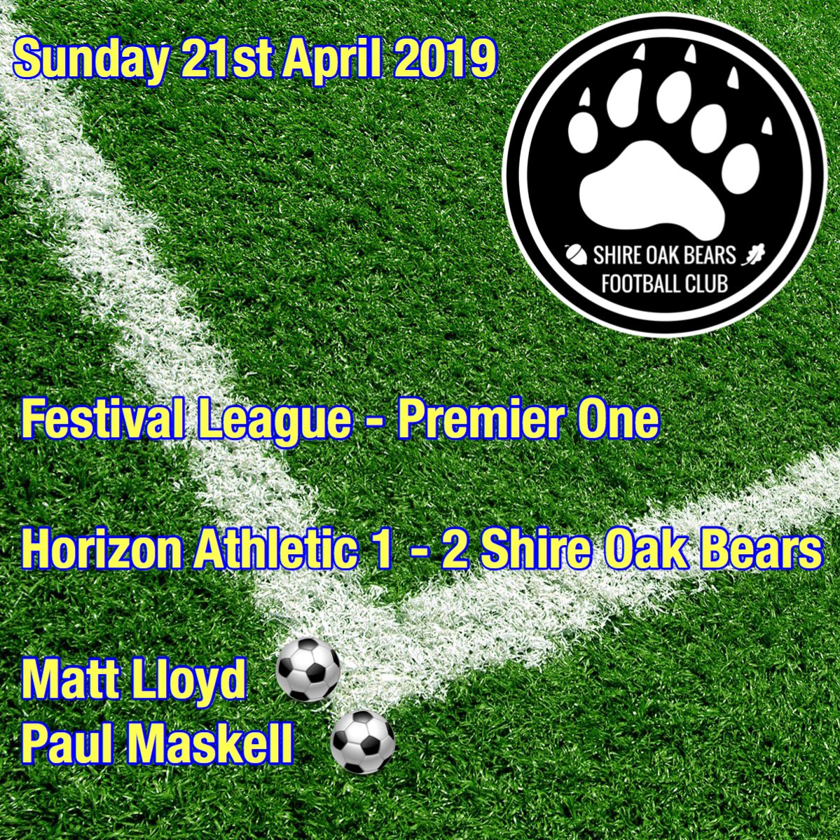 shireoakbears's tweet photo. The Bears braved the blistering Easter heatwave to secure back to back wins with a solid 2-1 Away victory against Horizon Athletic. #RedHotForm https://t.co/kBmFGX6o43