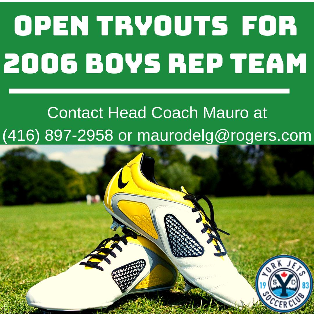 #Soccer #Tryouts in April 26 , 7-9 PM
Under 13 boys rep #team.Contact  at (416) 897-2958 or by email at maurodelg@rogers.com #YorkJetsSoccerClub #YJSC #TorontoSoccer #Toronto #CanadaSports #yorkregion #osa #Highpark #Junction #Northyork #2006boys #houseleugue #highparktoronto