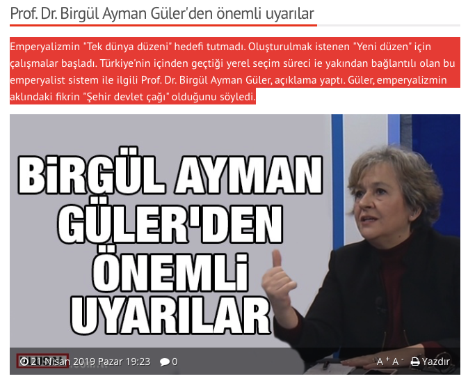 Emperyalizmin "Tek dünya düzeni" hedefi tutmadı. Oluşturulmak istenen "Yeni düzen" için çalışmalar başladı.Güler, emperyalizmin aklındaki fikrin "Şehir devlet çağı" olduğunu söyledi.