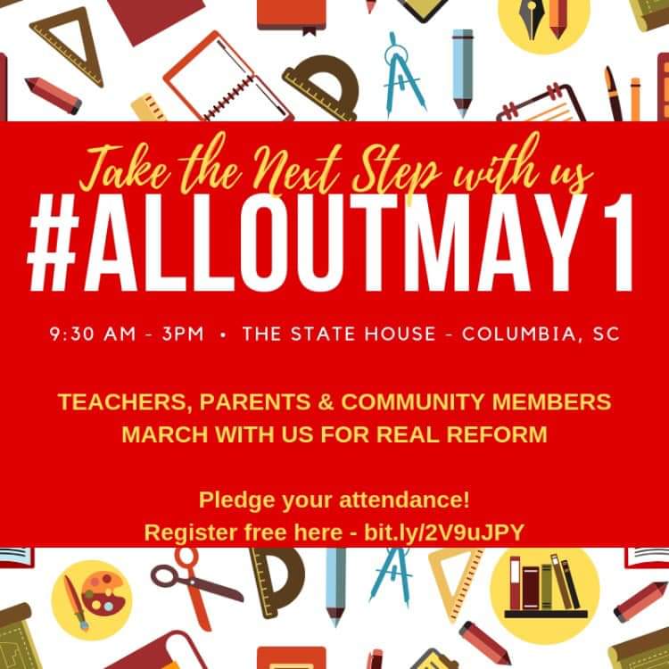 Michal_Hope's tweet image. Supporters of public education, check your calendars for May 1st!  I&apos;m in for my colleagues, students, and my children for all of their futures! #SCforEd #educatorsforchange