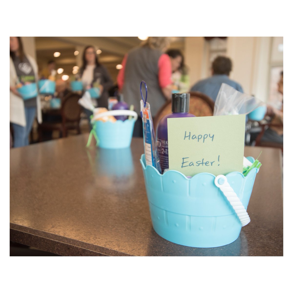 Peep this 🐥: 30 of our friends <a href="/Humana/">Humana</a> put together baskets for 80 seniors <a href="/NatlChurchRes/">National Church Residences</a> Mill Run, filled with needed items + a personal note. Happy Easter, indeed! #bethegood