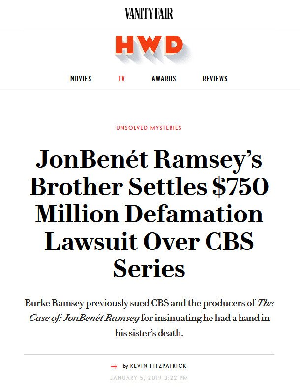 Just found out today that Jim Clemente was sued, along with CBS, for suggesting that JonBenet's brother may have k!lled her. CBS settled the case.Every fcking time I search, it's some sh!t.  #icant -_- #leavingneverland