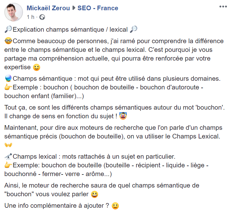 adrienrusso's tweet photo. Une explication simple par Mickaël, un "nouveau SEO" qui apprend beaucoup sur ce domaine depuis quelques mois. Je partage son explication concernant le #ChampLexical & #ChampSémantique que je trouve très simple et lucide pour ceux qui souhaitent ! 🦊🎯 https://t.co/qfaXb570Fo
