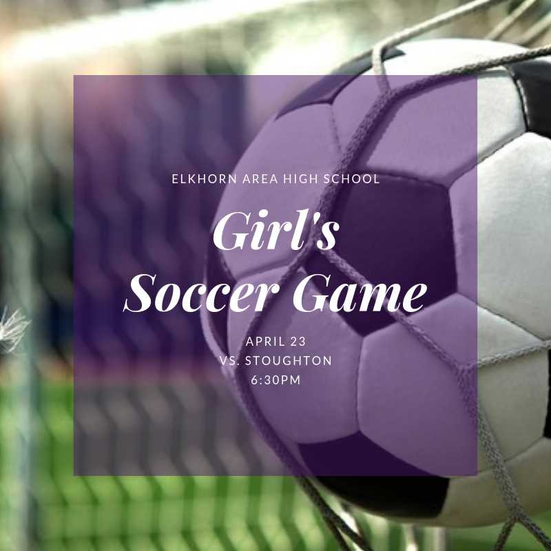 ElmerElk's tweet photo. ⚽💜Girls Soccer Game💛⚽
April 23
6:30 vs. Stoughton
#1Herd
#EASHGO https://t.co/1sVtOSS2mj