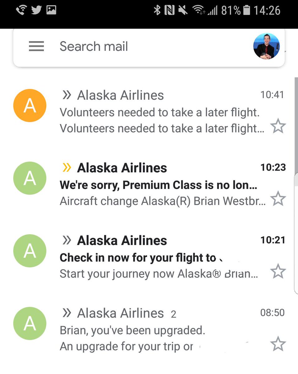 BrianWestbrook's tweet photo. Oh my, @AlaskaAir, we gotta talk. ๐คฃ This #MergerMadness is wearing me the frak out! It's kewl, I'll just put my drinks on Brad Tilden's tab.๐ฅโ https://t.co/QuxO4CZPM1