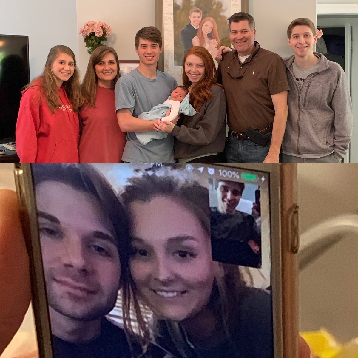restorationlog1's tweet photo. This is our family Easter picture this year. While we may not all be dressed in our finest of clothes, it is an Easter we will never forget. Our family has been blessed by the beautiful new life of our grandson, Jesse. ❤️ Can’t wait until July when all NINE of us can be together! https://t.co/o10ZXy1mGl