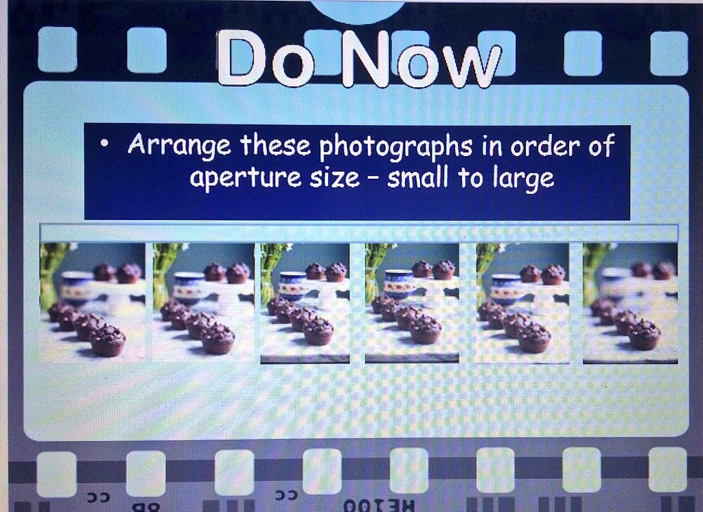 Teach_ArtDesign's tweet photo. FREE RESOURCE 🌟✔
Teaching #photography next week and created a quick #starteractivity to keep students engaged.
🔴Cut out the images on the 1st slide
🔴Arrange in size order

#edutwitter #photographer #teacher #aperture #teachinghelp #backtoschool #ittchat #nqtchat #artofed https://t.co/Xr2mKnKwEf