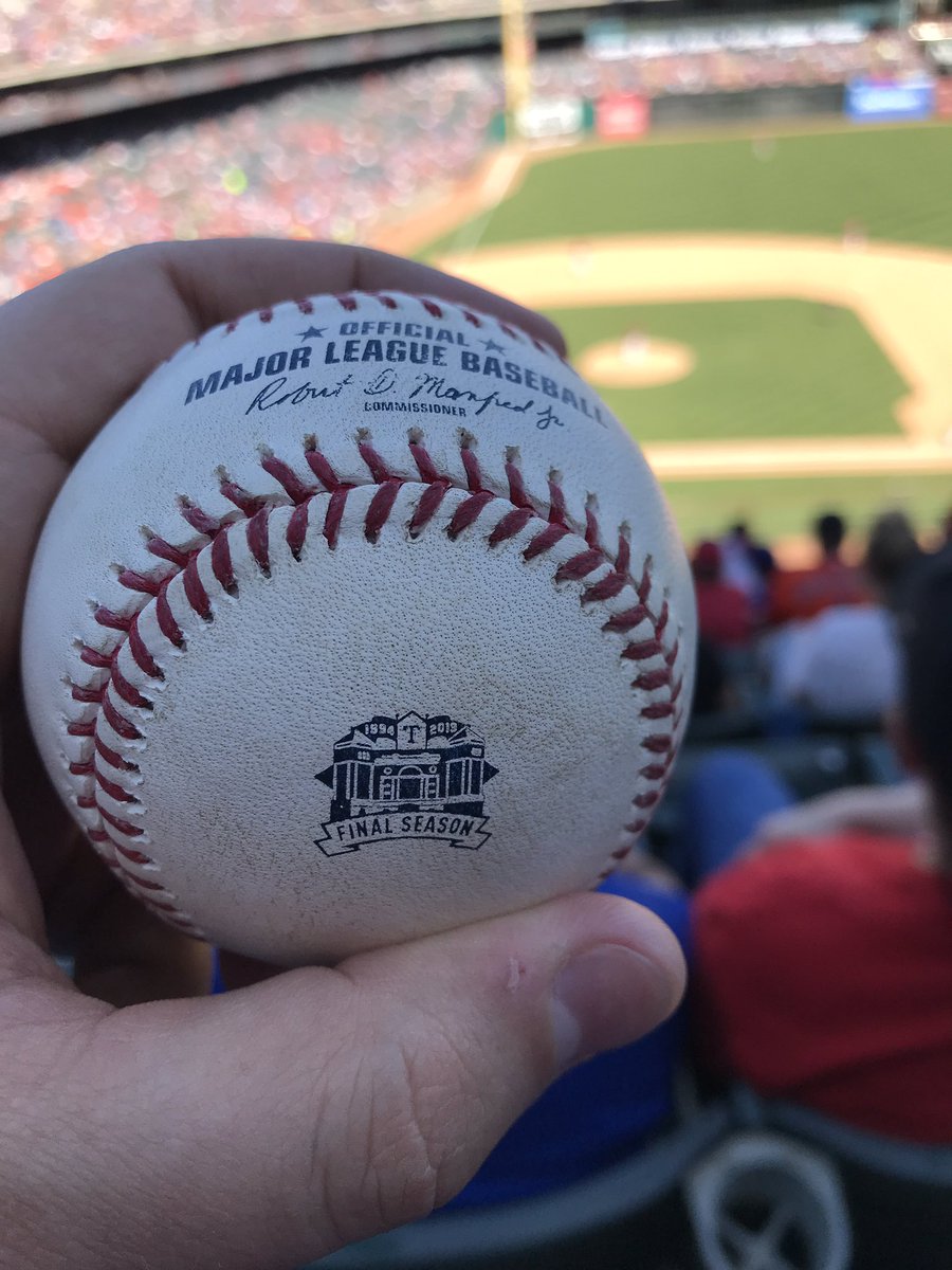Caught a foul ball at this afternoon’s game, AND the Rangers take the series! Good day! #RangersWIN