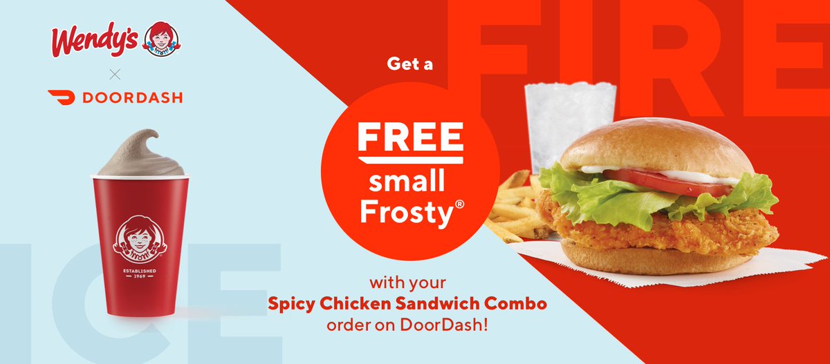 Doordash On Twitter Wendy S Is Bringing You The Fire And The Ice For Your Sunday Night Banquets Get A Free Small Frosty With Your Spicy Chicken Sandwich Combo Order When You Use
