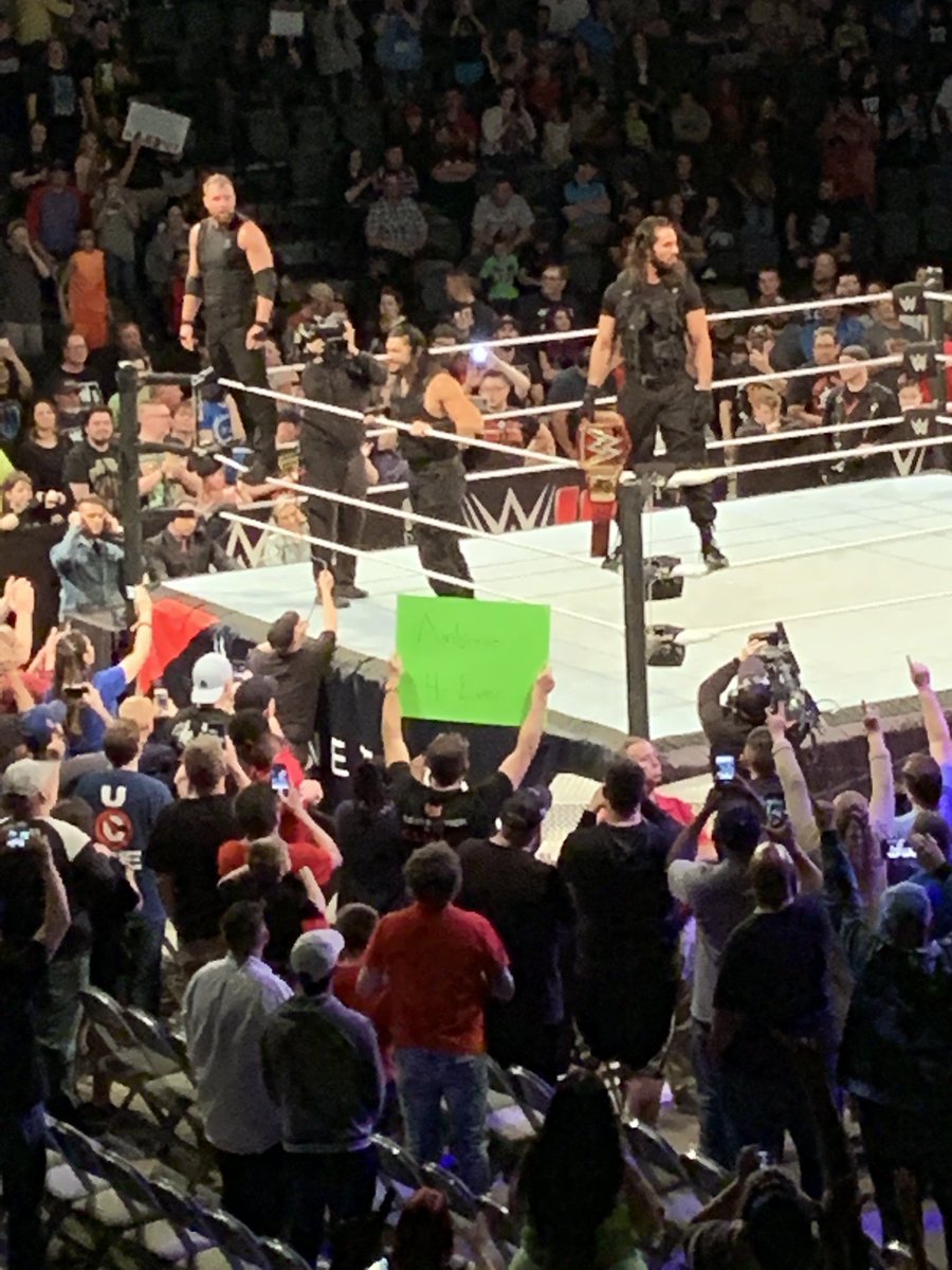 bigjoshful's tweet photo. It was great being there in person for the Shields last performance tonight and Ambrose’s final show. Good luck Dean in the future. @WWERollins @WWERomanReigns @TheDeanAmbrose #TheShieldsFinalChapter #WWEMoline https://t.co/uZsxJXo6x5