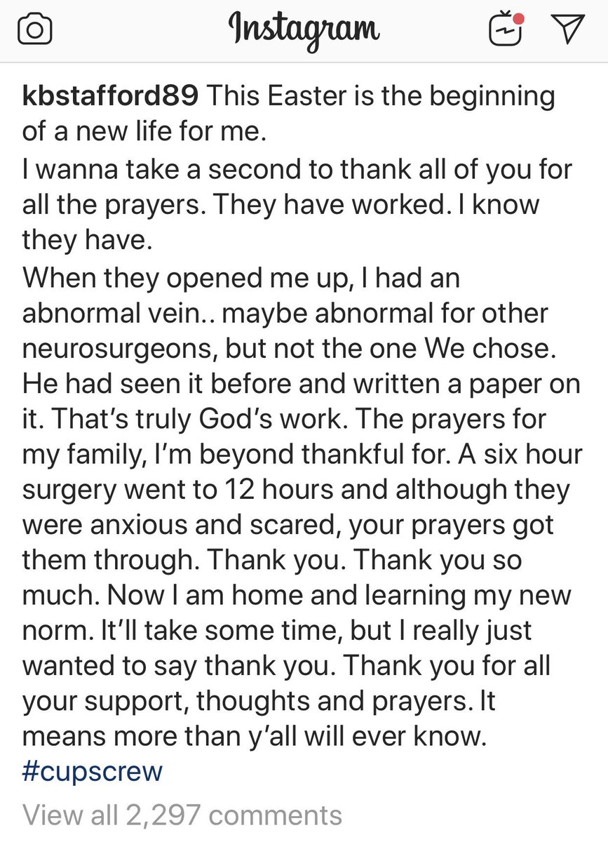 AdamSchefter's tweet image. Kelly Stafford, wife of Lions’ QB Matthew Stafford, has returned home after 12 hours of brain surgery, and on Instagram, she thanked all for their thoughts and prayers.