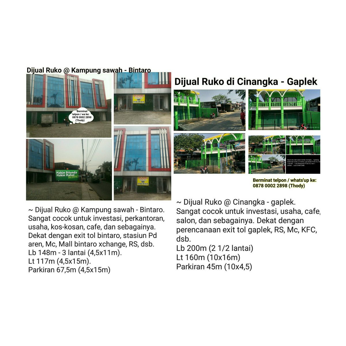 Property_89's tweet image. Dijual ruko di kampung sawah - bintaro dan cinangka gaplek.
Berminat telp /wa ke :
0878 0002 2898 (Thody)

#PropertyNews #propertymanagement #PropertyForSale #properties #Investasi #Investment #investing #investor #InvestorsONE 
Klik foto dibawah ini :
