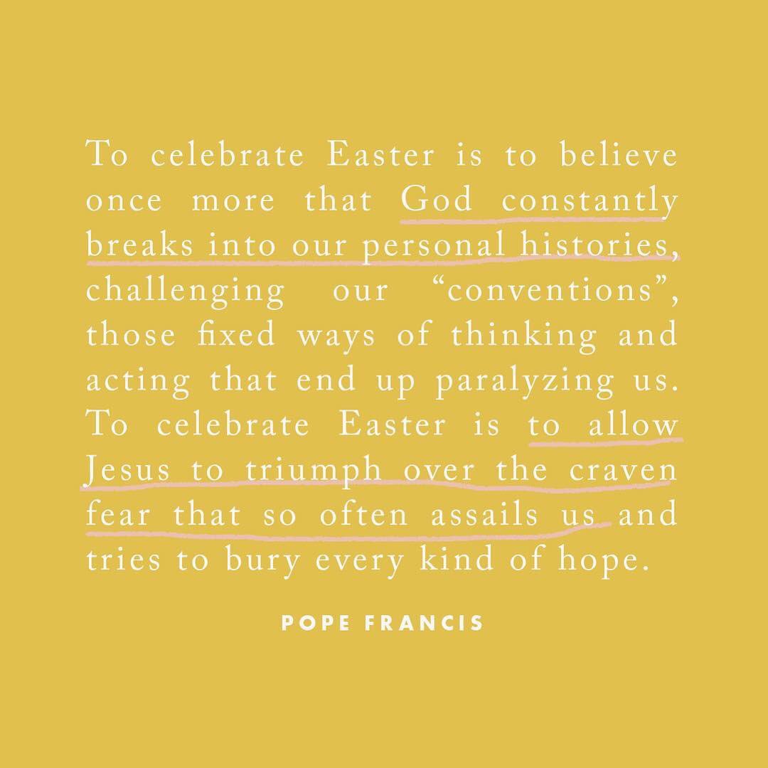 DesiSanchez12's tweet photo. “To Celebrate Easter is to believe once more that God constantly breaks into our personal histories, challenging our ‘conventions’...” #HappyEaster #HeisRisen https://t.co/fI4IyKXJVH