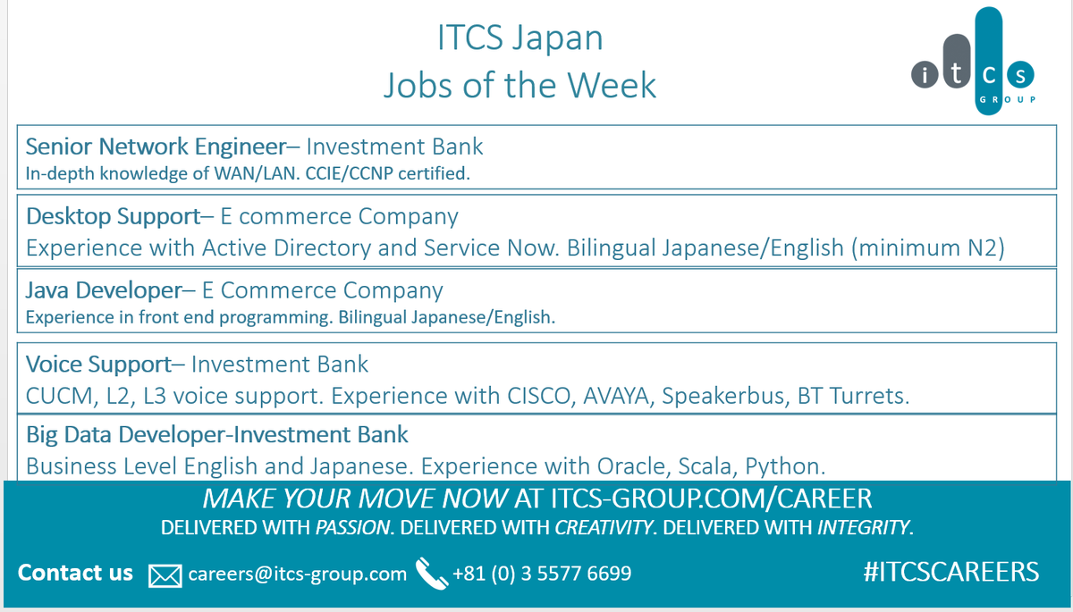 ITCS_Teren's tweet image. One more week till golden week! Find the job that is right for you now!! teren.smith@itcs-group.com
itcs-group.com/career.php
#career #itcs #jobs #tokyo #goldenweek #reiwa #newlife #startover #hiring #recruiting #careers