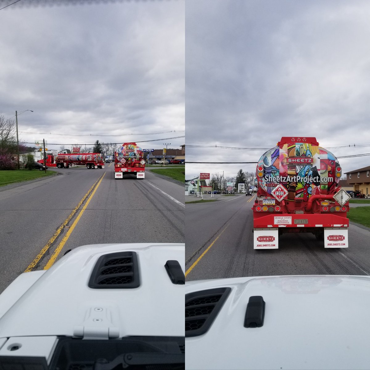 Got behind the <a href="/sheetz/">SHEETZ</a> convoy today heading out to deliver gas on this #EasterSunday. Love these #sheetzartproject tankers! So cool!