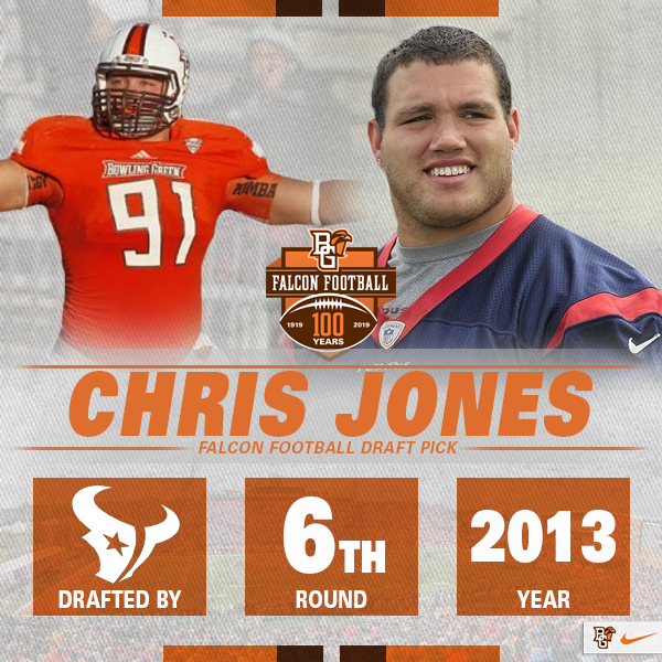 BG_Football's tweet photo. We are two days from the NFL Draft and we are taking a look back at some of BG's draft picks. Following a MAC Defensive Player of the Year season, Chris Jones was drafted in 2013. #BGNFLDraft https://t.co/VS2XZbQPMv