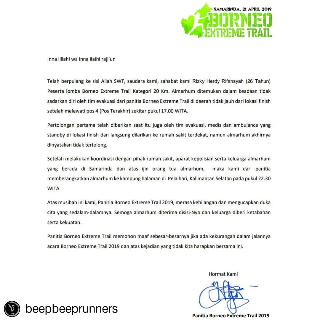 Keluarga besar <a href="/bpijabodetabek/">BPI JABODETABEK</a> 
Turut Berduka Cita atas Berpulangnya saudara kita Rizki Herdi Rifansyah dari <a href="/BPIMalang/">Backpacker Malang</a> ...

Selamat jalan kawan... Semoga Almarhum diterima disisi-Nya, diberikan yang terbaik dan semoga keluarga yang ditinggalkan diberi ketabahan...

Aamiin...