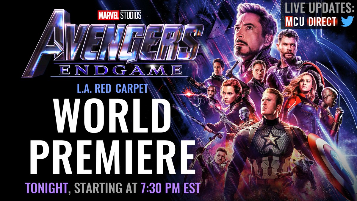 The world premiere of #AvengersEndgame is tonight!  We'll provide all the latest photos and updates from the red carpet right here on <a href="/MCU_Direct/">MCU - The Direct</a>.