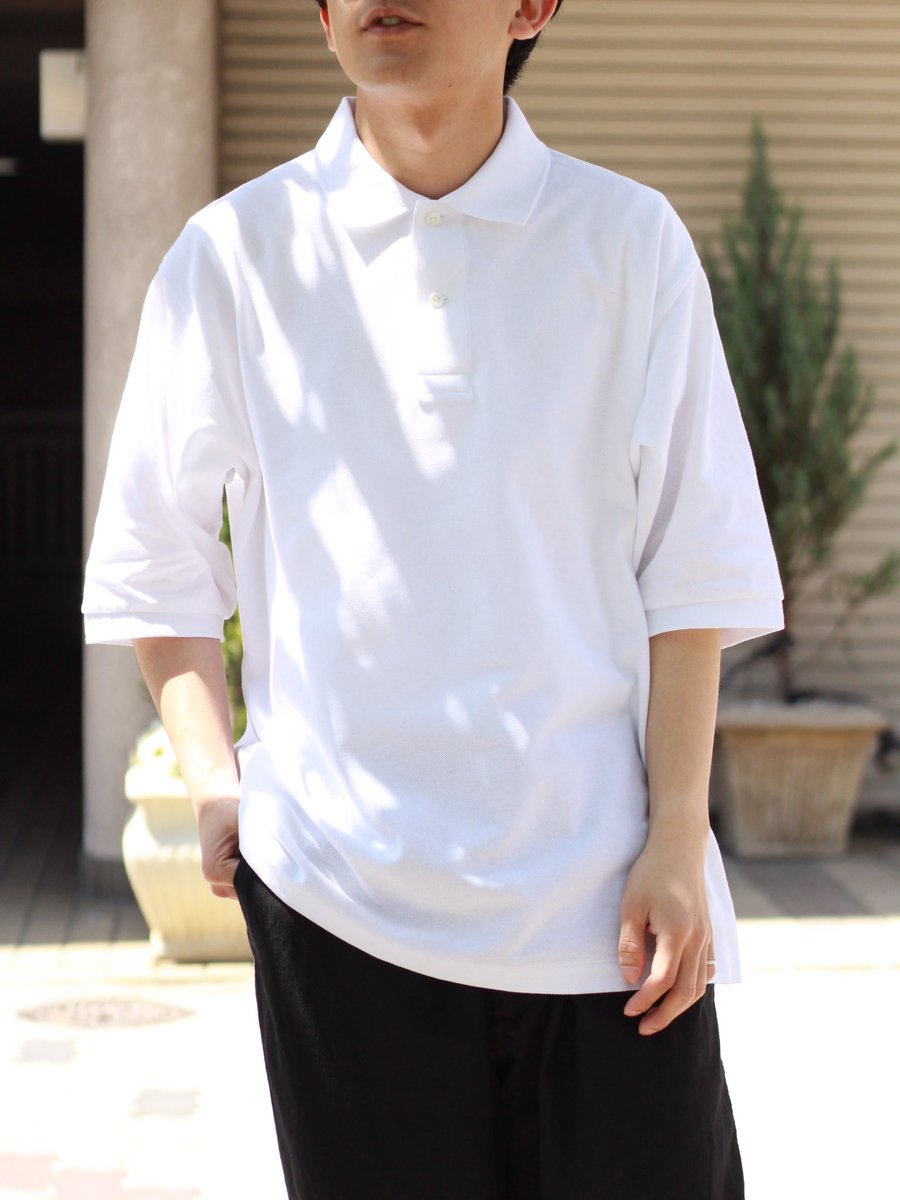 ブラウン×ピンク COMOLI 鹿の子半袖ポロシャツ 20ss - ポロシャツ