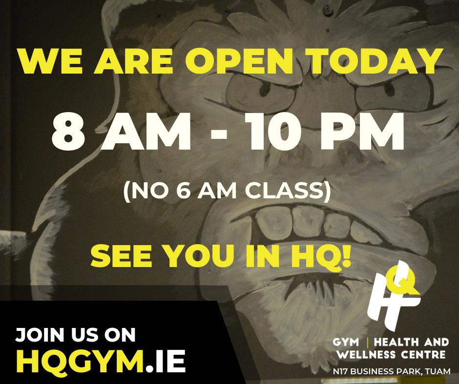 Had too many Easter eggs over the weekend? Don’t worry, we are open 😊

#easter #easteregghunt #hqgym #hqgymtuam #galway #fitness #tuam #headford #milltown #dunmore