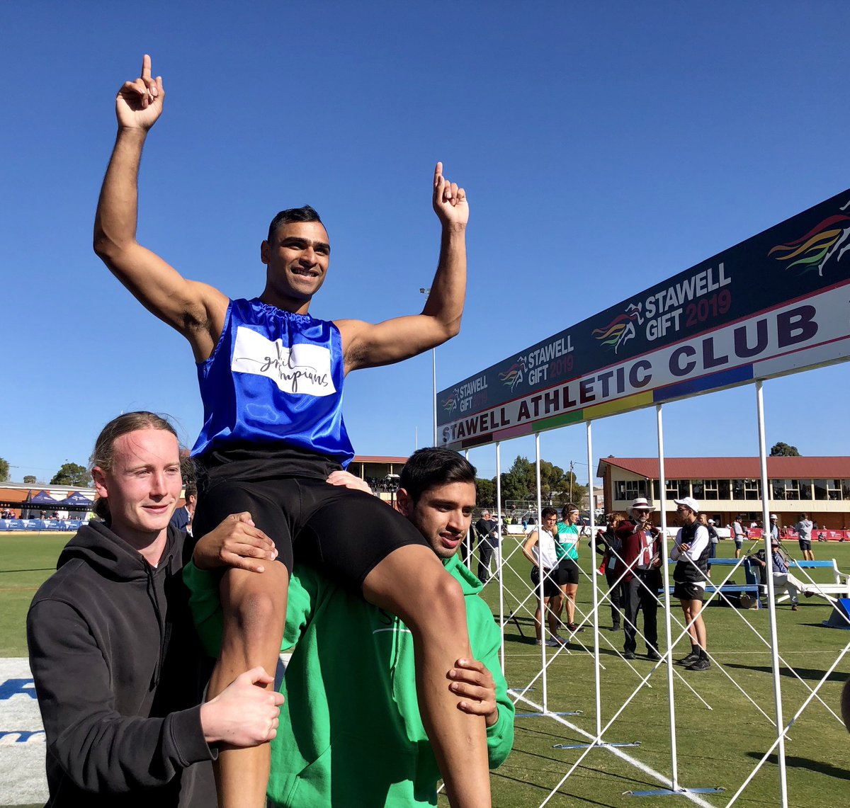 Congratulations to the 2019 Visit Grampians Stawell Gift 120m Final Men’s Champion Dhruv Rodrigues Chico #stawellgift