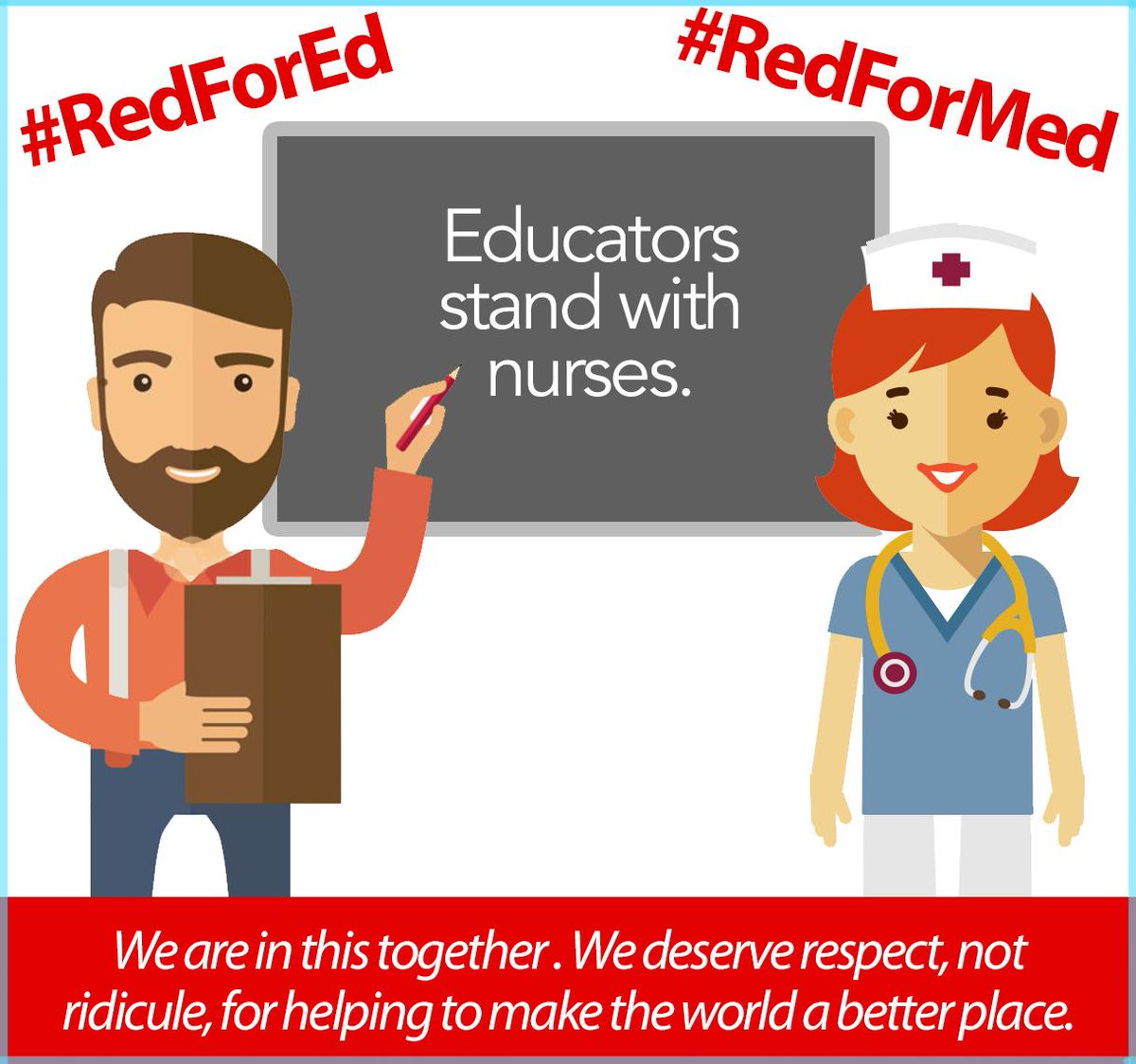 RedForEdFACTS's tweet photo. We stand with our nurse friends. Your work is important and necessary - never let anyone make you feel like it isn't. Thanks, G, for the inspiration and the hashtag!
#RedForEd #RedForMed https://t.co/3H8wuUPTzK