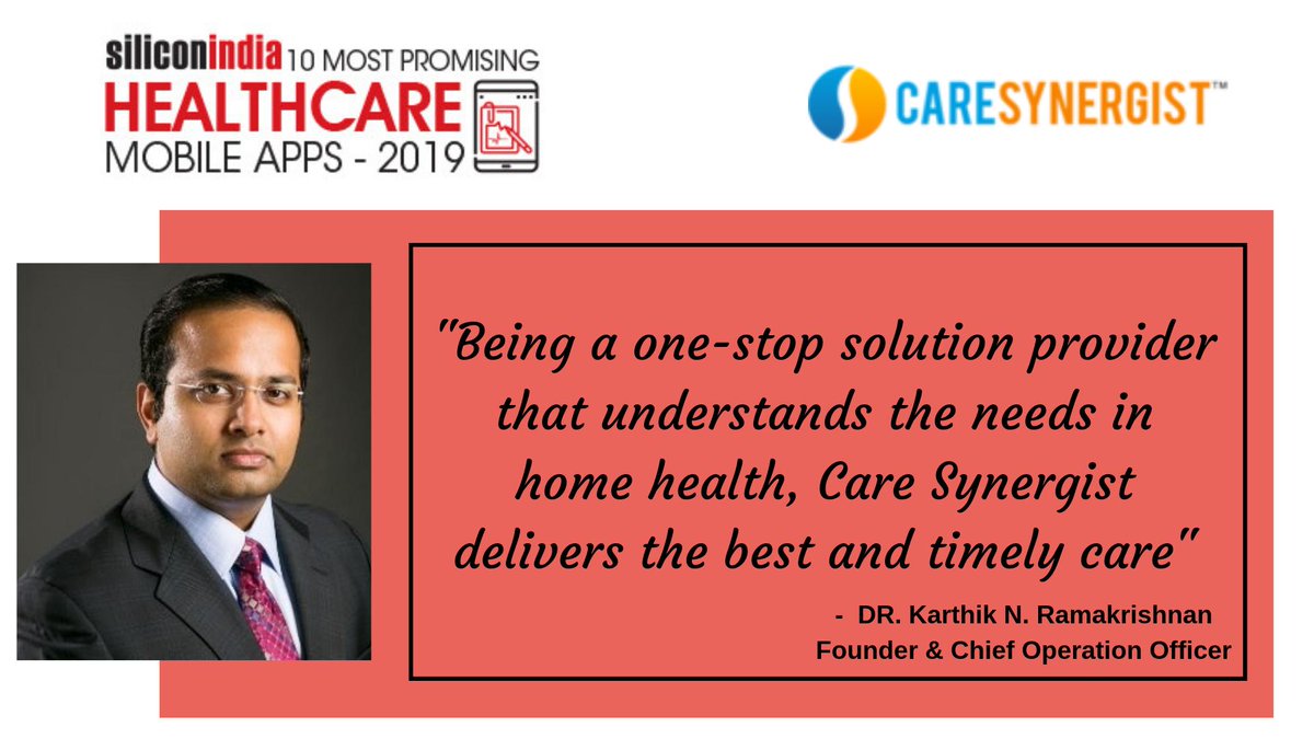 SINewsUpdates's tweet photo. We announced @caresynergist as one of the best #HealthcareMobileApp 2019 which Renders patient-centric integrated home #HealthcareManagement software.
Must Read: Pioneering Home #Healthcare Industry < https://t.co/ExW6UcTW5r > https://t.co/uahoGb5E7T