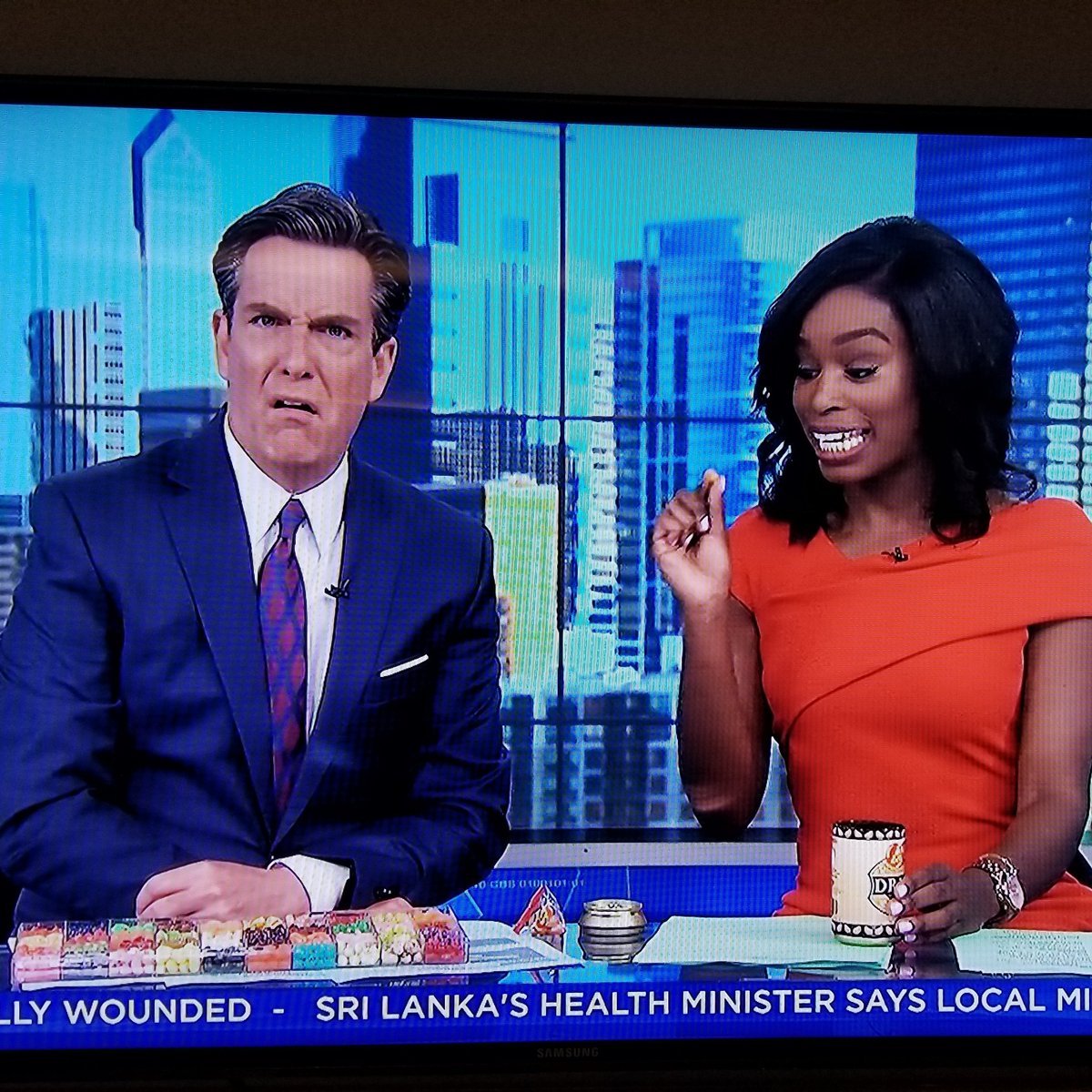 caetano30's tweet photo. Hahaha Your face! Not your favorite flavor? @jimdonovancbs3 #nationaljellybeanday @BurrellTV #cbs3philly https://t.co/dsZNjhS9L5
