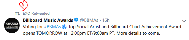 Babies!
Our very dear and precious Merch bot has retweeted the BBMA voting.
This is the first time in 7 years.

Even if we get eye bags, 500 pimples, drank 3000 cups of coffee,

WE ARE DOING IT!
IT IS WAR TIME! 

🔜 #EXOLoveRelay 
<a href="/weareoneEXO/">EXO</a> <a href="/layzhang/">Lay Zhang</a> <a href="/B_hundred_Hyun/">Baekhyun_EXO</a>  #EXO