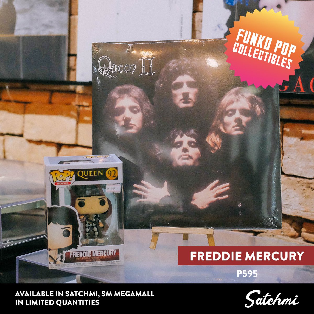 Satchmi's tweet photo. Rock on with Freddie all night long. Available at our SM Megamall branch along with all the other greats! https://t.co/EMYzflOWLu