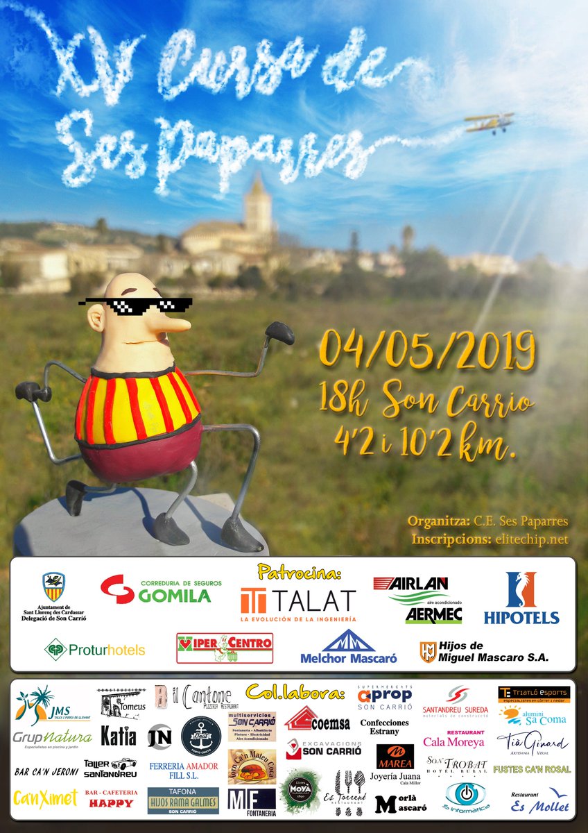 Talat_es's tweet photo. @TalatIngenieria amb l'esport patrocinant la Cursa de @sespaparres Son Carrió. Apunta't a @Elitechip
#runningmallorca #cursasespaparres #Talat #laevoluciondelaingenieria #teamTalat #TalatIngenieria #TalatProjectManagement #TalatInstalaciones #TalatSoftware
https://t.co/FYhJkUl5n2 https://t.co/1NecnTJ5fQ