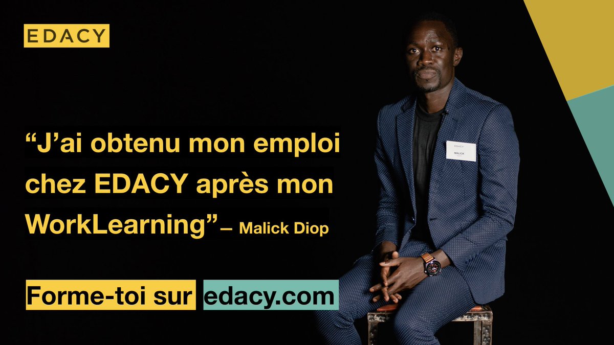 EDACYHQ's tweet photo. Après un WorkLearning réussi à l'UNICEF, Malick a rejoint notre équipe.
Toi aussi intègre le monde professionnel en démarrant ta formation en #WorkLearning d’ici le 27 mai 2019.
Inscription sur 👉 https://t.co/z6zNEVeZ3S
#sentech #kebetu #team221 #EDACY #learning #datascience https://t.co/2pSyGbRYs7