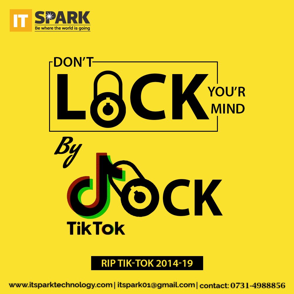 ITspark4's tweet image. Don&apos;t LOCK your mind,
By Tik-Tok LOCK.
Google and Apple take down TikTok from their app stores.
#tiktokban #tiktokvideoban #tiktokindia #google #apple #India