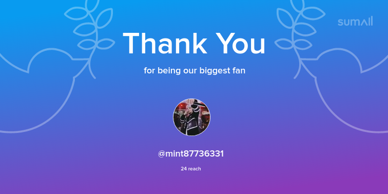 Our biggest fans this week: @mint87736331. Thank you! via sumall.com/thankyou?utm_s…