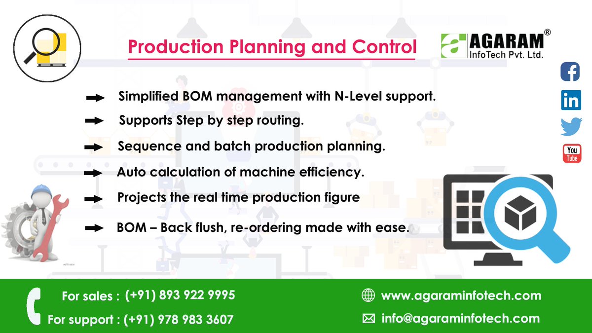AgaramInfoTech's tweet image. Achieving an improved manufacturing process is crucial for any business to grow. Agaram Infotech provides the best production planning and control solutions to all types of manufacturing companies and industries.
#Production #Planning #Control #AgaramInfoTech  #AgES