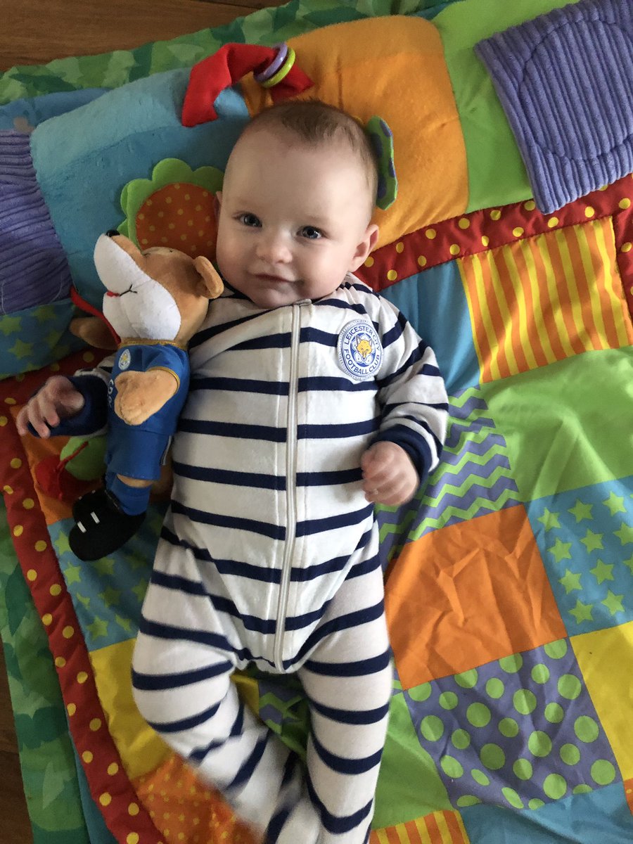 BeniF87's tweet photo. My son Lester Fagan, wearing Leicester City, holding Filbert the Fox ... could he be anymore Lester/Leicester?! 💙 @LCFC #lcfc https://t.co/ByQK9WdOyK