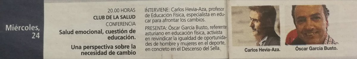 Miércoles 24 a las 20 en Oviedo
Club de prensa Asturiana
Emoción y educación