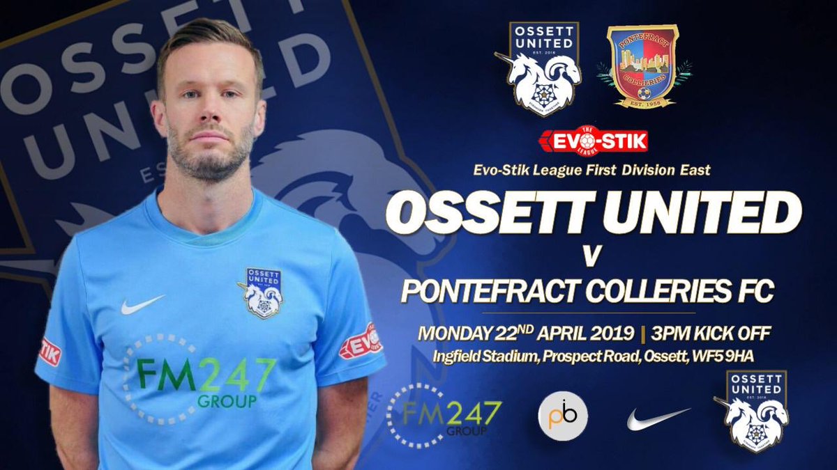 OssettUnited's tweet photo. At the end of a very successful first season come and see the lads aim to secure a playoff spot against local rivals @PonteCollsFC Gates open at 12:30 kick off at 3pm. #OUFC https://t.co/oOuXGM71tT