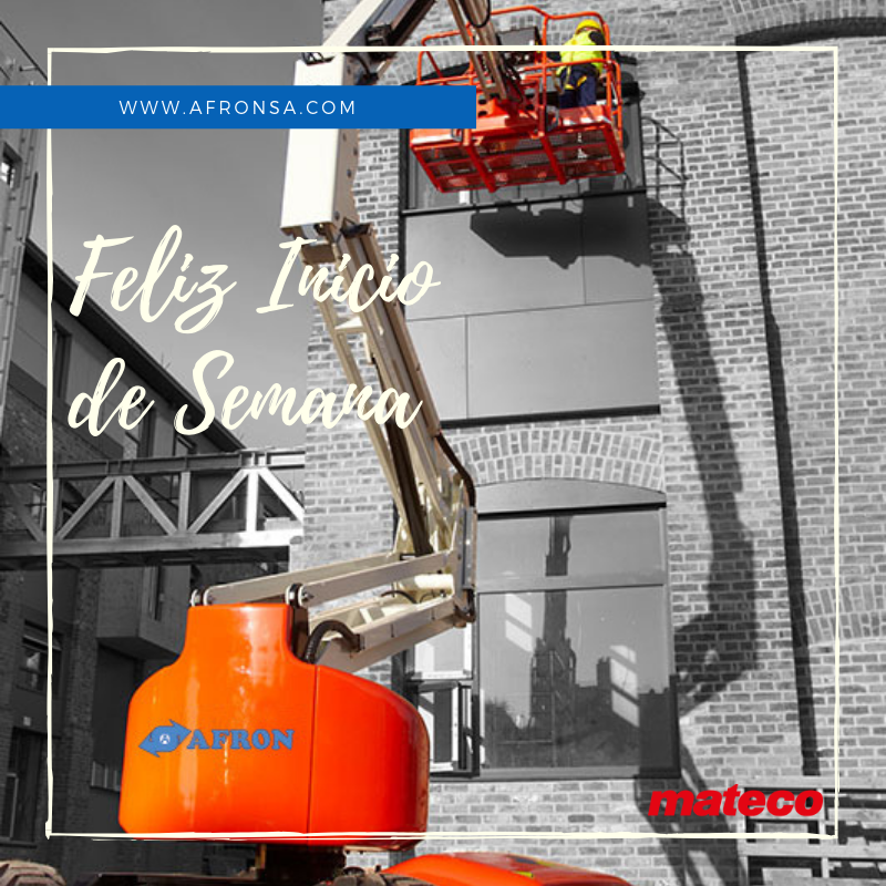 AfronSL's tweet photo. Comienza la semana con optimismo, porque la vida detrás de una sonrisa se ve más bella...El equipo mateco y Afron les desean un Feliz Inicio de Semana. #mateco #Afron #plataformaelevadora #alquilerdemaquinaria #afronsl #madrid #españa #chile #panama https://t.co/uUVLl3EUvJ
