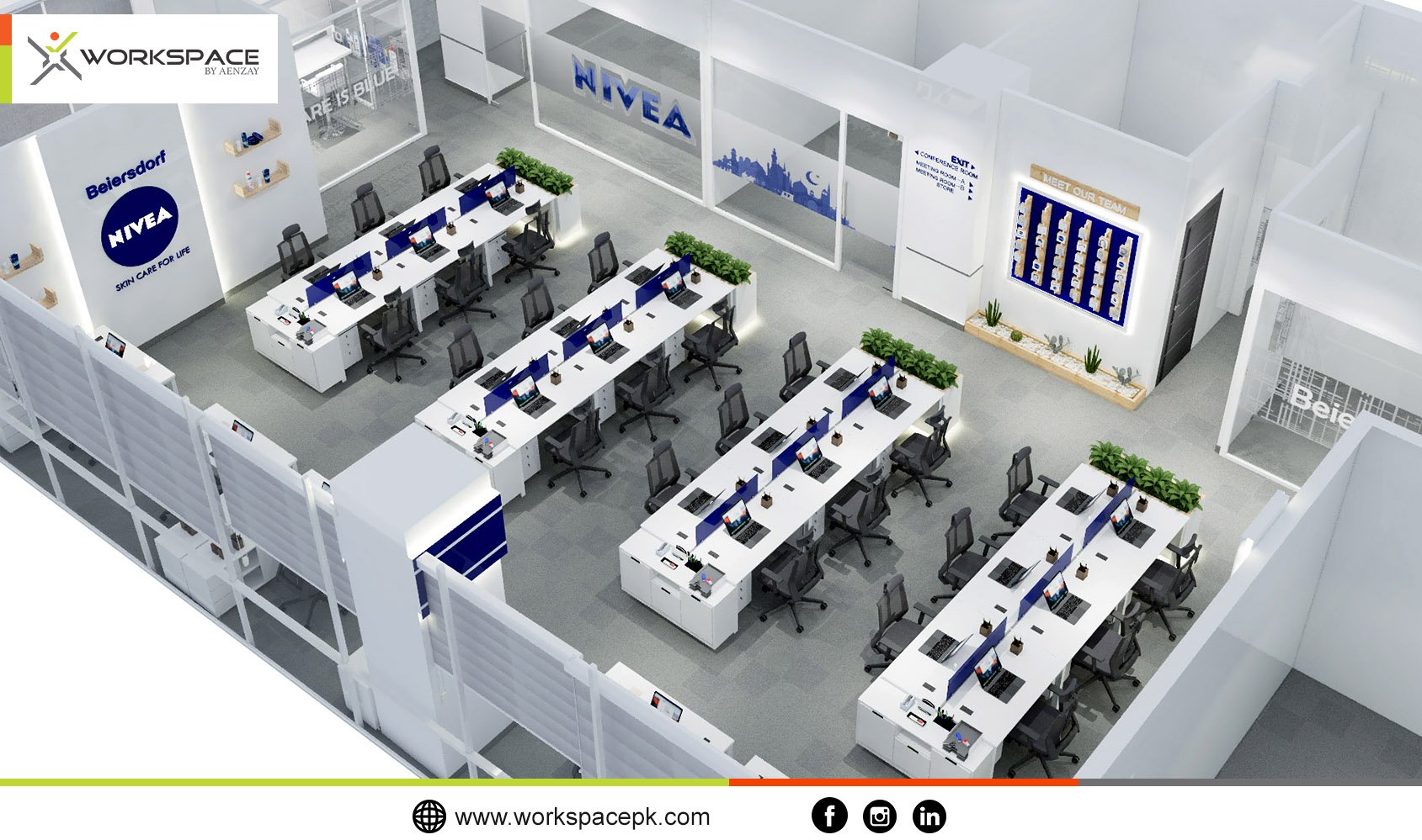 Workspace Pakistan on X: "NIVEA Project: #Office #furniture by #Wokspace Interior Design by Aenzay Interiors & Architects : Contact us: +92-311-1281111 Head Office: 59-U Aibak Block, Garden Town, Lahore. 👉 Outlet: 34