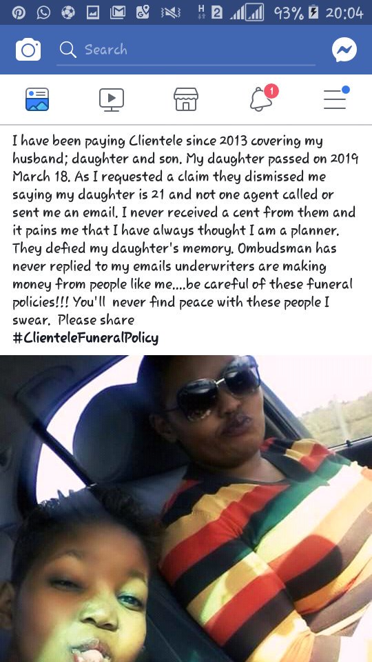 Nox_McFire's tweet photo. @akreana_ My aunt has been paying @clientelelife @ClienteleLtd since 2013 and her 21 year old daughter passed away in March, so they refusing to payout as they say daughter was over 21 and they were still deducting the same amount. She's not ok, please assist her @CountryDutyZA https://t.co/A1UClUUHRN