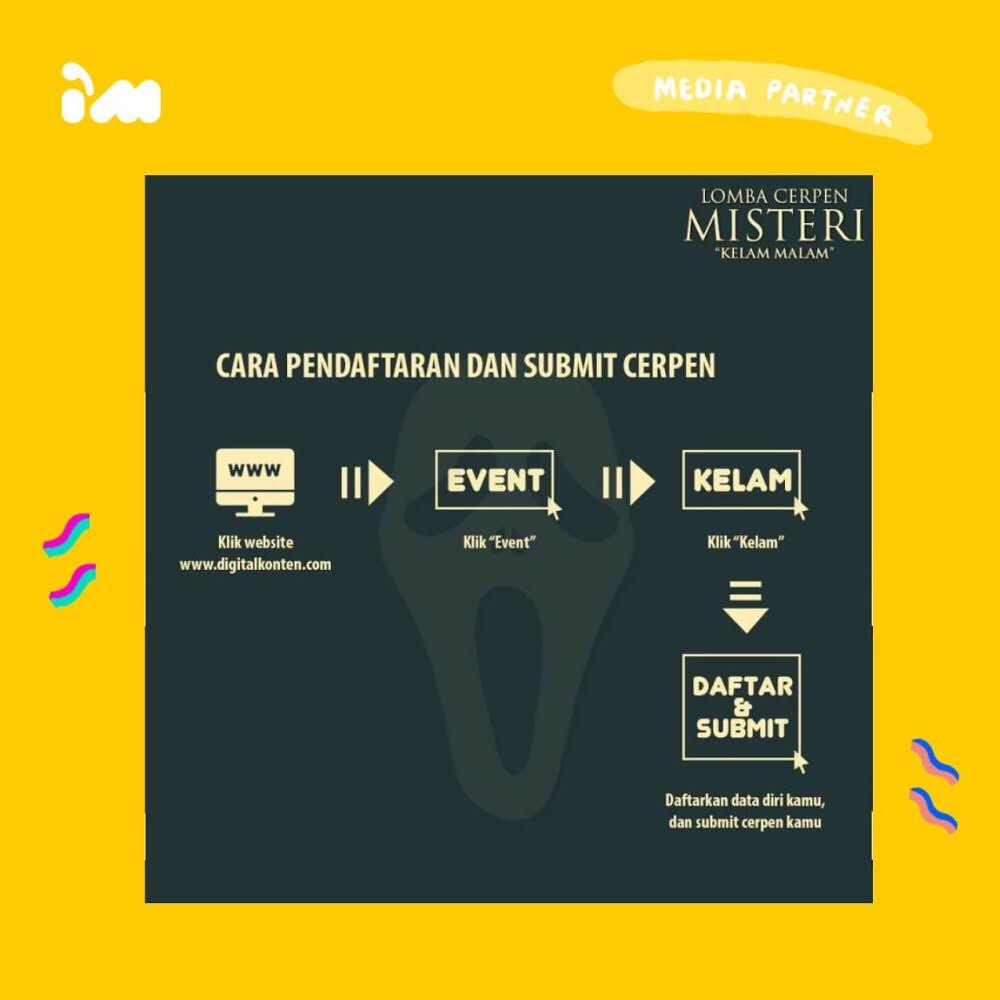 PT KREASINDO DIGITAL KONTEN PROUDLY PRESENT -Kompetisi Cerpen Horror 2019- ⚡Kelam Malam⚡

📌Deadline Pendaftaran dan Pengiriman Cerpen 3 Mei 2019
📌Pengumuman Pemenang 14-15 Mei 2019 Info Lebih Lanjut 
IG: @kreasindodigitalkonten
Web: digitalkonten.com