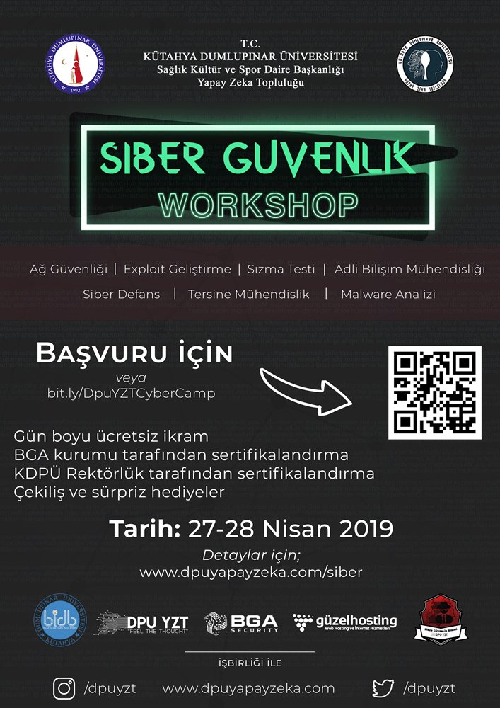DPU Siber Güvenlik Workshop Etkinliği, 27-28 Nisan'da!