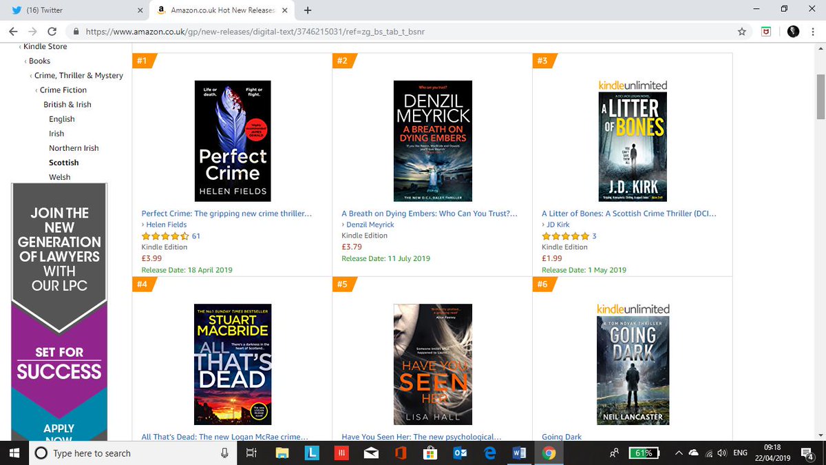 neillancaster66's tweet image. Todays #NotChecking tweet in Hot New Releases in Scottish crime.... I've slipped to 6, which isn't bad at all, but come on peeps... lets keep @Lochlomonden on his toes..
I won't check again today...probably ....