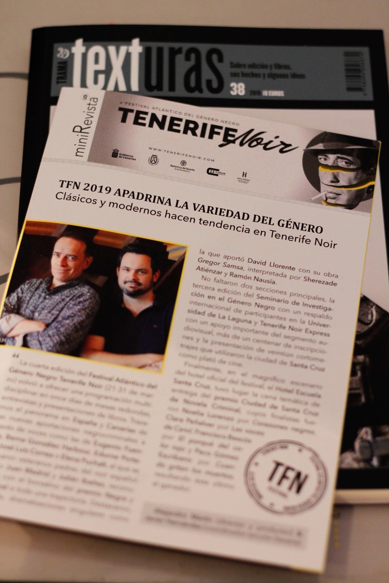 literocio's tweet photo. ¡¡Todos a buscar la #miniRevista @TenerifeNoir dentro de la nueva #revistaTexturas!!
#TenerifeNoir2019 https://t.co/E03rRTtyeZ