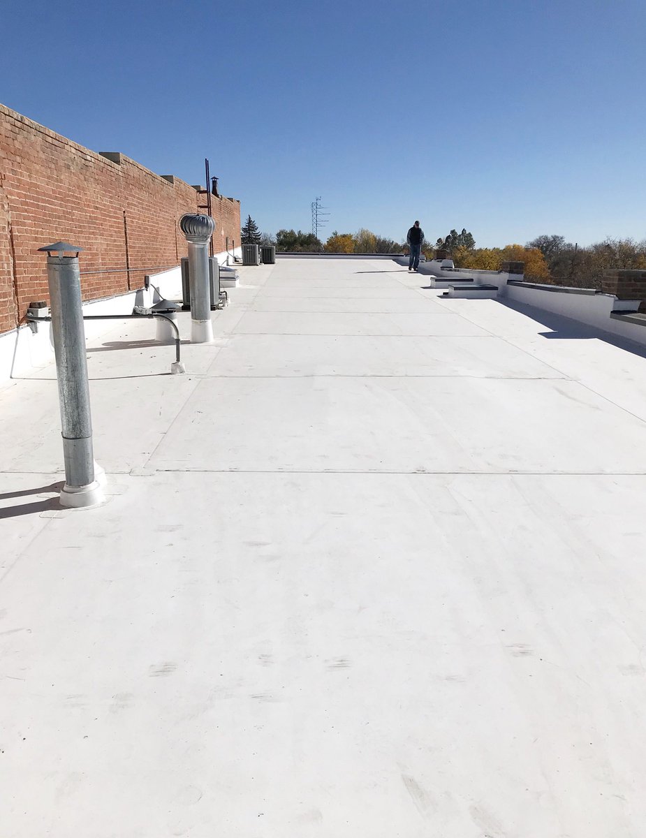 No project is ever alike, each presents its set of challenges. Experience matters in delivering a worry-free roof &amp; nothing provides better experience than being on site. A final walk-through on this commercial roof project ensures we deliver on peace of mind #commercialroof #tpo